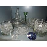 A selection of vintage cut and etched glass wares