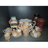 A selection of vintage oriental ceramics and German tankard