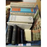 A small carton of books, miscellany, including household guides for cooking and needlework,