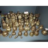 A selection of vintage brass cast and similar bells and dinner ringers