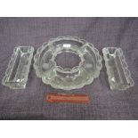 A Lalique glass Hors D'oeuvres set, etched Lalique France, in script