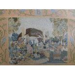 A 1930's woolwork embroidery tapestry panel having pictorial cottage decoration, Our England is a