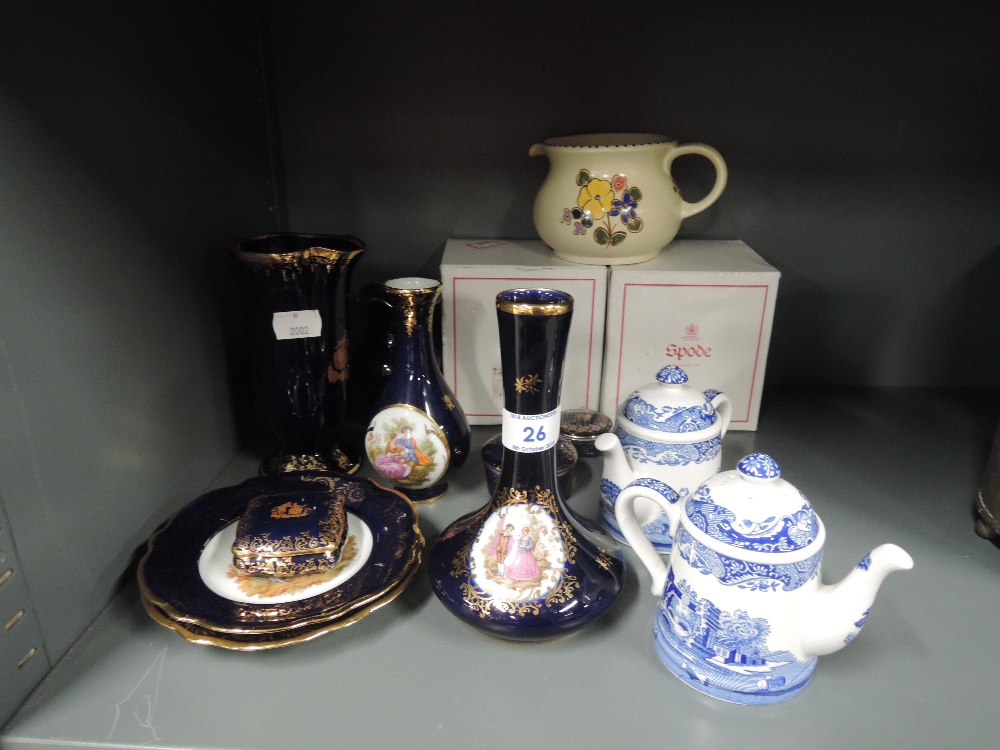 A selection of vintage ceramics including Limoges and Spode