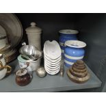 A selection of vintage kitchen ceramics including Cornish Kitchen ware T G Green