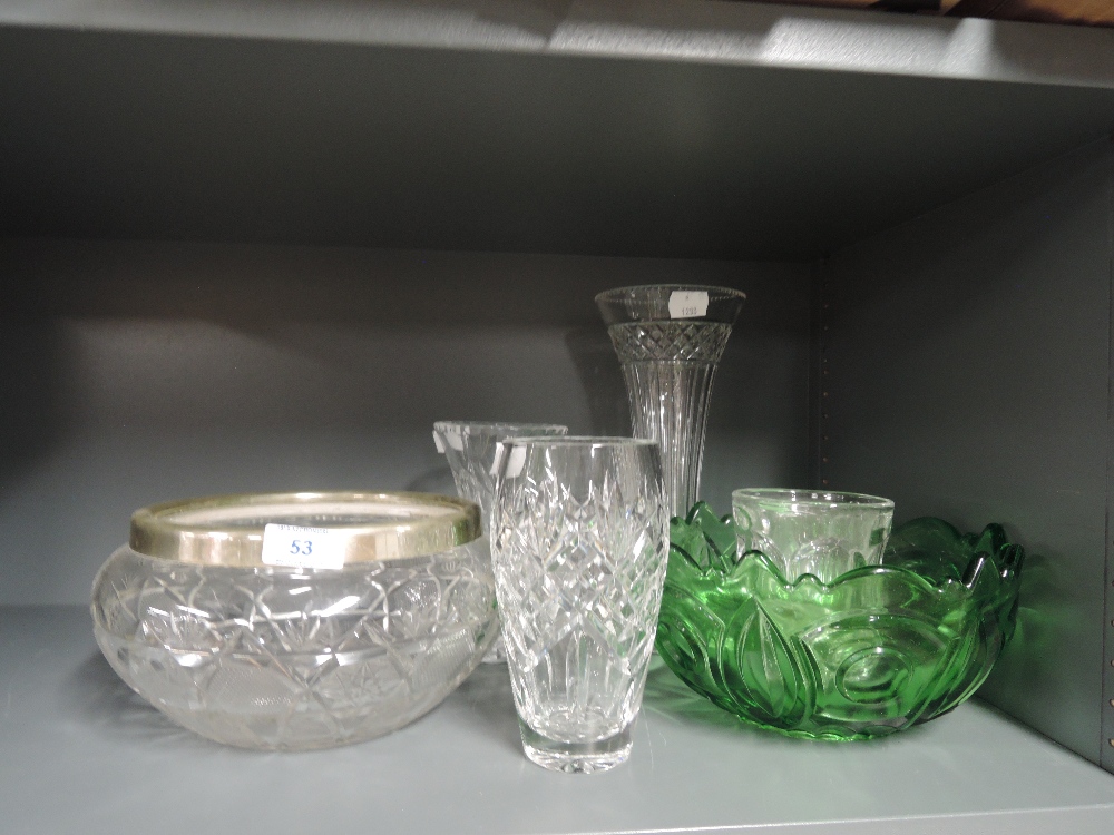 A selection of vintage glass wares clear cut and crystal