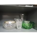 A selection of vintage glass wares clear cut and crystal