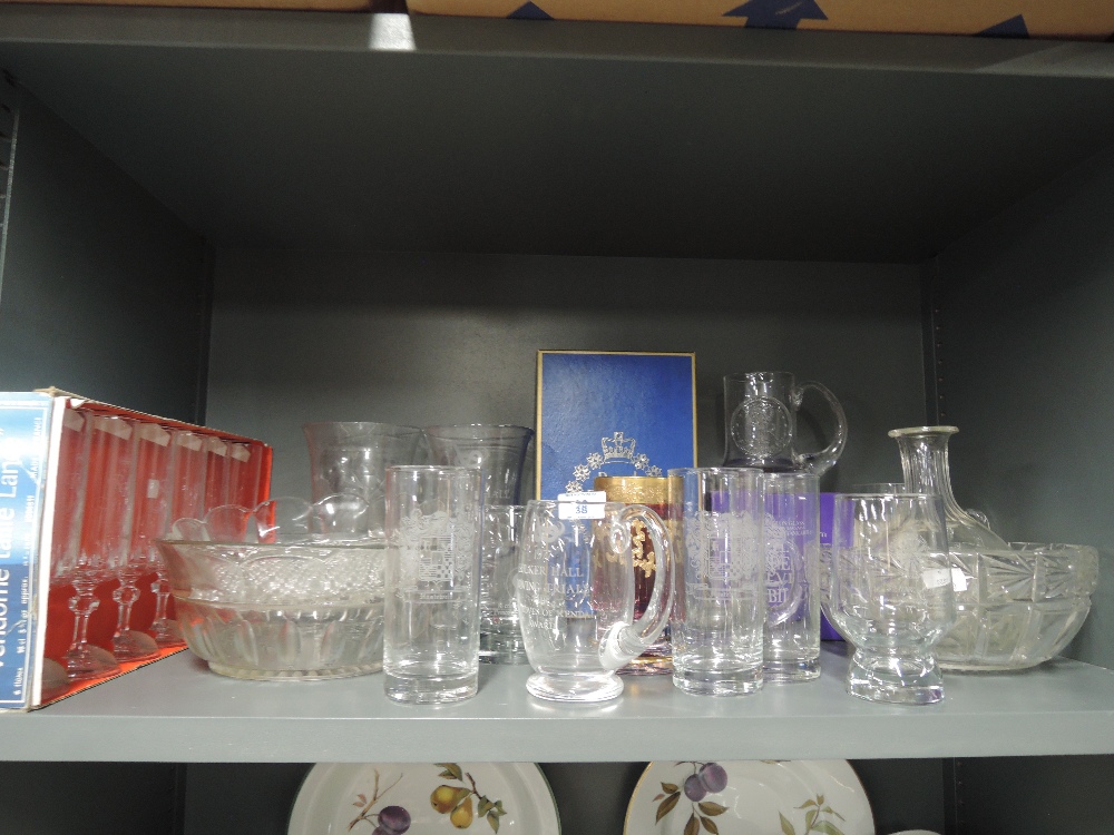 A selection of vintage cut and etched glass wares