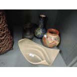 A selection of vintage ceramics including modernist style bowl