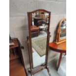 An early 20th Century stained frame cheval mirror