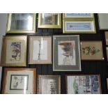 A selection of various wall hangers, watercolour embroidery print and papyrus