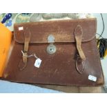 A vintage leather satchel bag