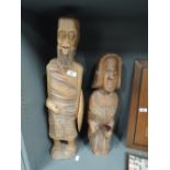 Two vintage large standing hand carved African fertility symbols
