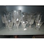 A selection of vintage fine cut and etched glass wares including some possibly marked Brierley