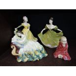 Four Royal Doulton figurines, Solitude HN2810, Lynne HN2329, This Little Pig HN1793 & Ninette