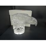 A modern Lalique Eagle head bonnet ornament, no 26 with box