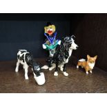 A Shebeg study, Calf feeding, a Beswick study, Corgi, a Heredities study, seated sheepdog and a