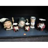 Six Royal Doulton and similar character and toby jugs