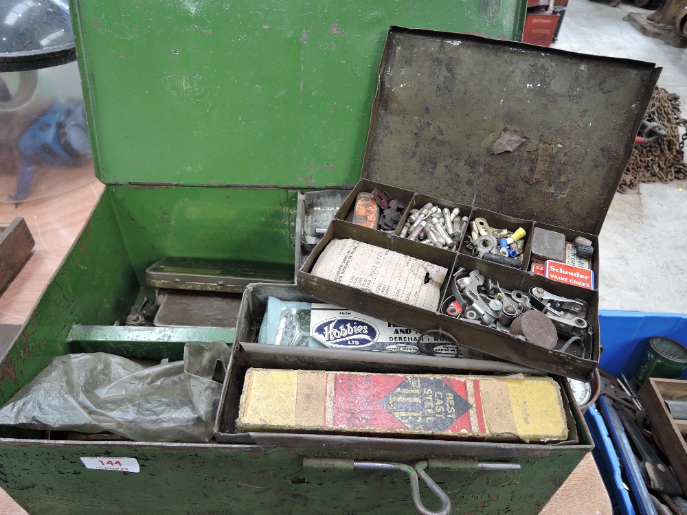 A vintage engineers tool chest with original contents