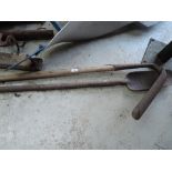 Two vintage long handle shovels