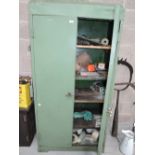 A vintage engineers style metal bodied tool cabinet with contents