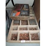 A selection of vintage copper nails various sizes and styles