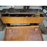 A selection of vintage woodworkers tools and carry tool chest