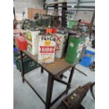 A very heavy industrial style garage table work bench