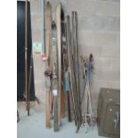 A selection of vintage ski and skiing eqipment