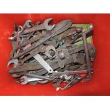 A box of various spanners, wrenches etc