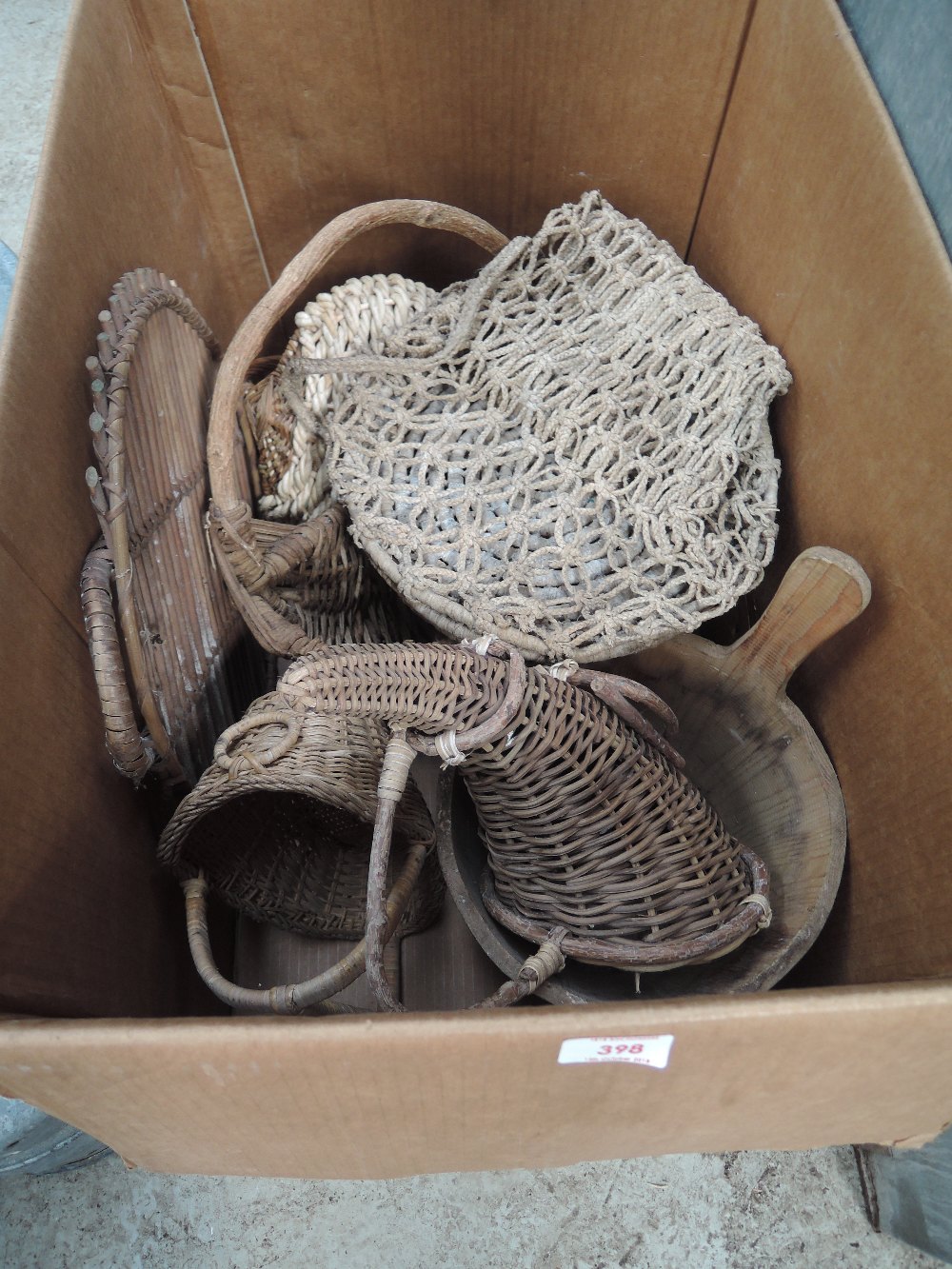 A selection of vintage wicker and woven containers