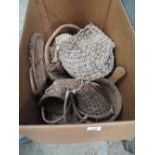 A selection of vintage wicker and woven containers