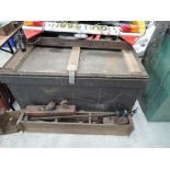 A vintage joiners tool chest with original contents, tools and planes etc