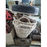 A selection of vintage baskets and wooden box