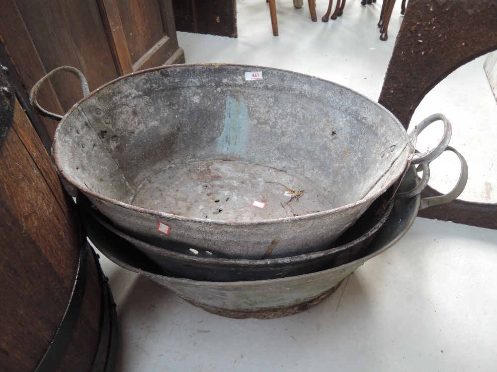 A selection of vintage galvanised wash buckets