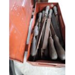 A selection of vintage files rasp etc in ammunition tin