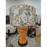 A vintage ceramic lamp base by Sylvac in two tone orange