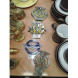 A selection of vintage motor car hood badges including car cruiser owners club and AA motor cycle