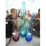 A selection of vintage colour glass vase