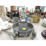 A selection of vintage metal wares including Don pewter