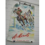 A vintage horse racing advertising poster for St Moritz Switzerland By Hugo Laubi