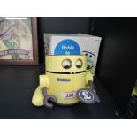 A vintage Robie Robot mechanical money bank with box