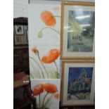 A vintage original still life art work triptych on canvas