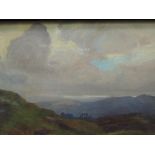 An oil painting, Grace L M Elliot, Evening on the fells, signed, 7.5in x 11in