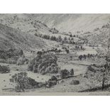 A print after Alfred Wainwright, Patterdale, signed, 7in x 8in