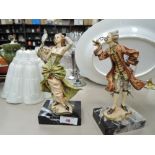 A pair of Carrara Marble figures in period dress