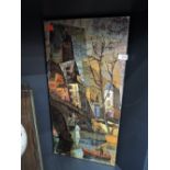 A vintage print of board of abstract street scene