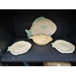 A selection of vintage fish theme plates tureen and charger by Shorter and Sons