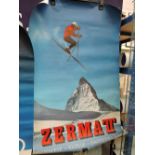 Two vintage 1970's Swiss ski advertising posters Zermatt and similar