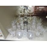 A selection of vintage clear cut and crystal glass wares