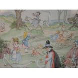 A watercolour, Patience Arnold, Nursery rhyme montage, signed and dated, 12in x 17in